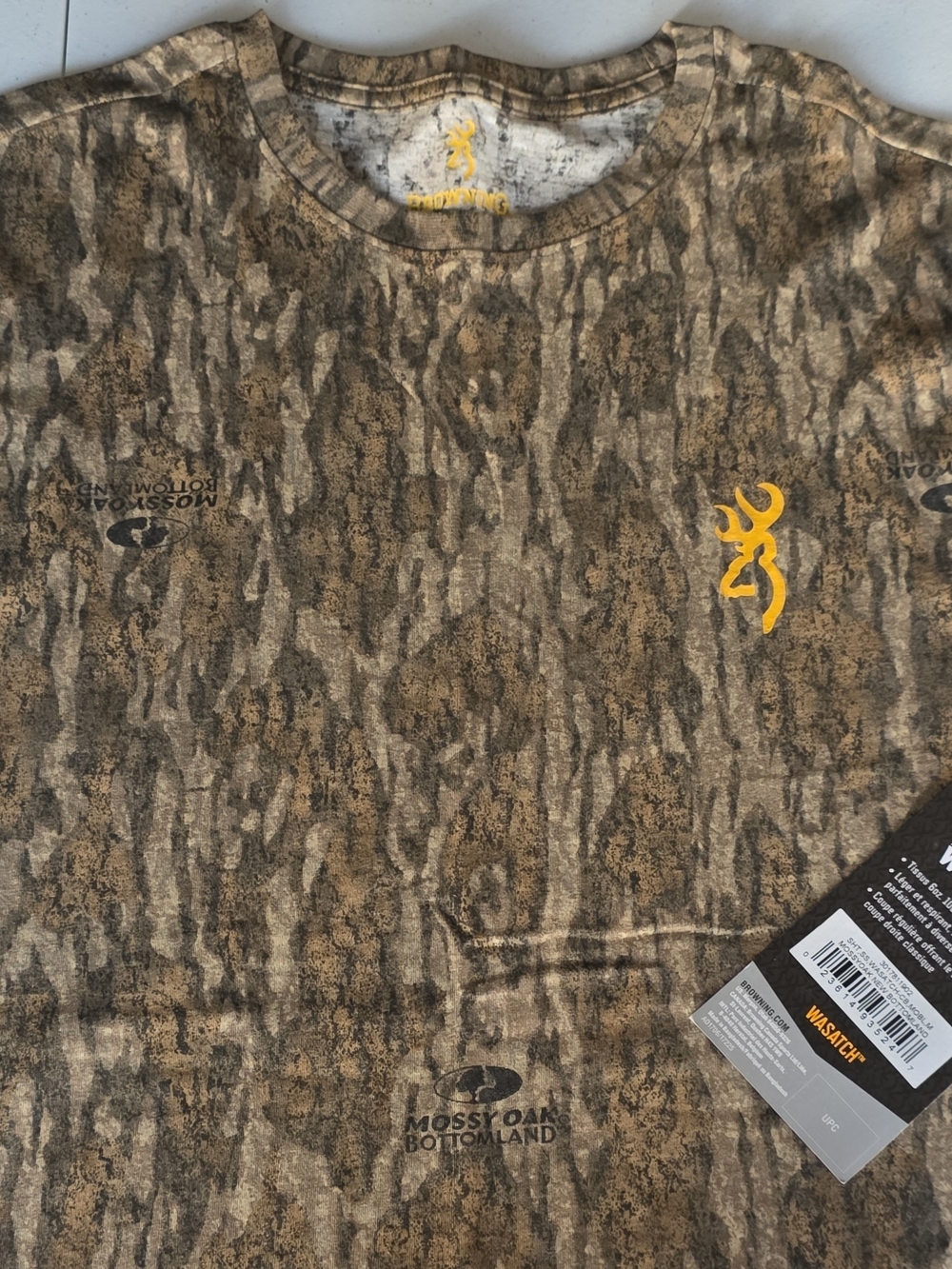 Browning Brown Mossy Oak Wasatch Camo Long-Sleeve Tee with Yellow Logo
